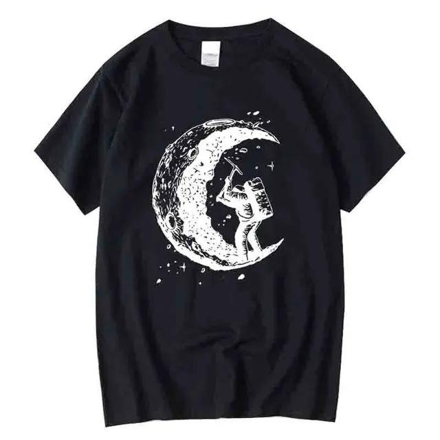 Cross-border European and American trend t-shirt men s 10 summer short-sleeved moon pure cotton casual t-shirt men s t-men s short-sleeved t-shirt S