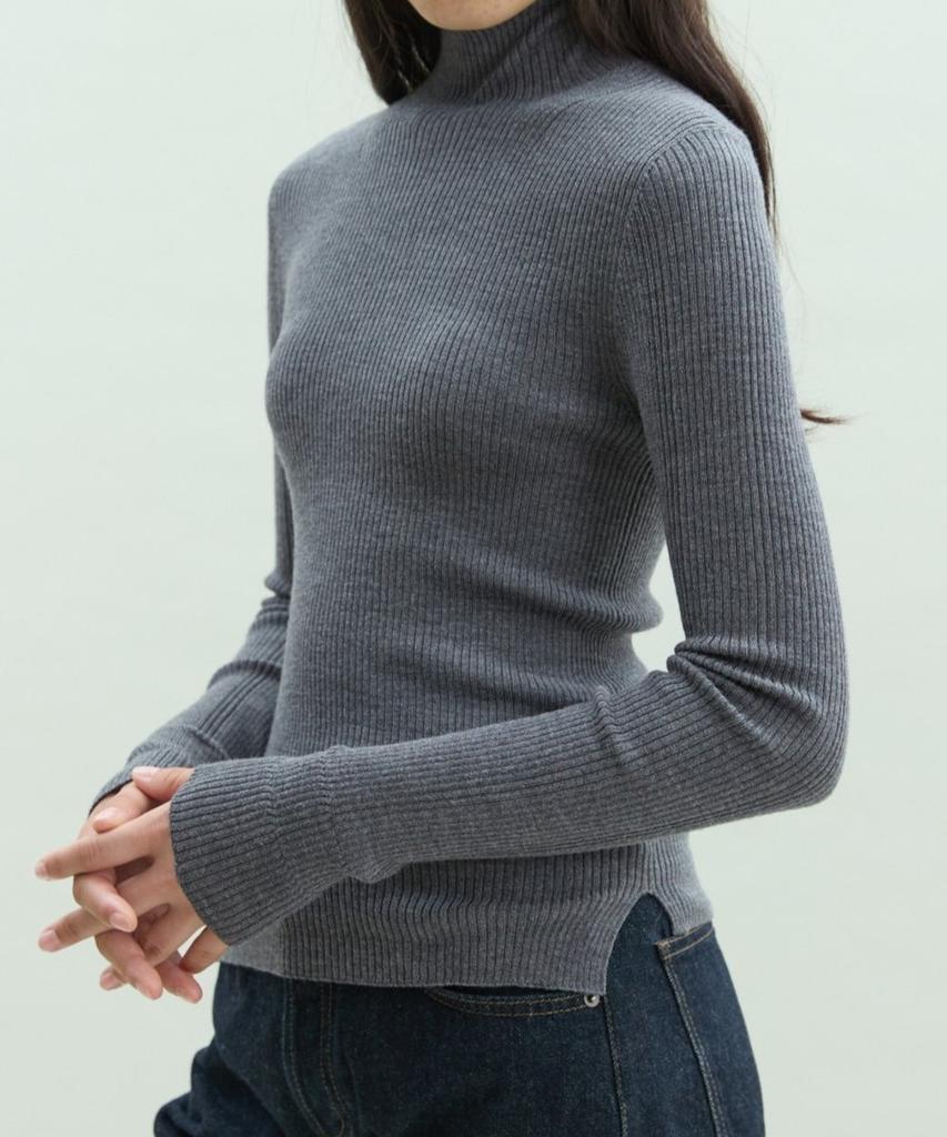Dito Wholegarment 100 Wool Italian Yarn Turtleneck [Grey]