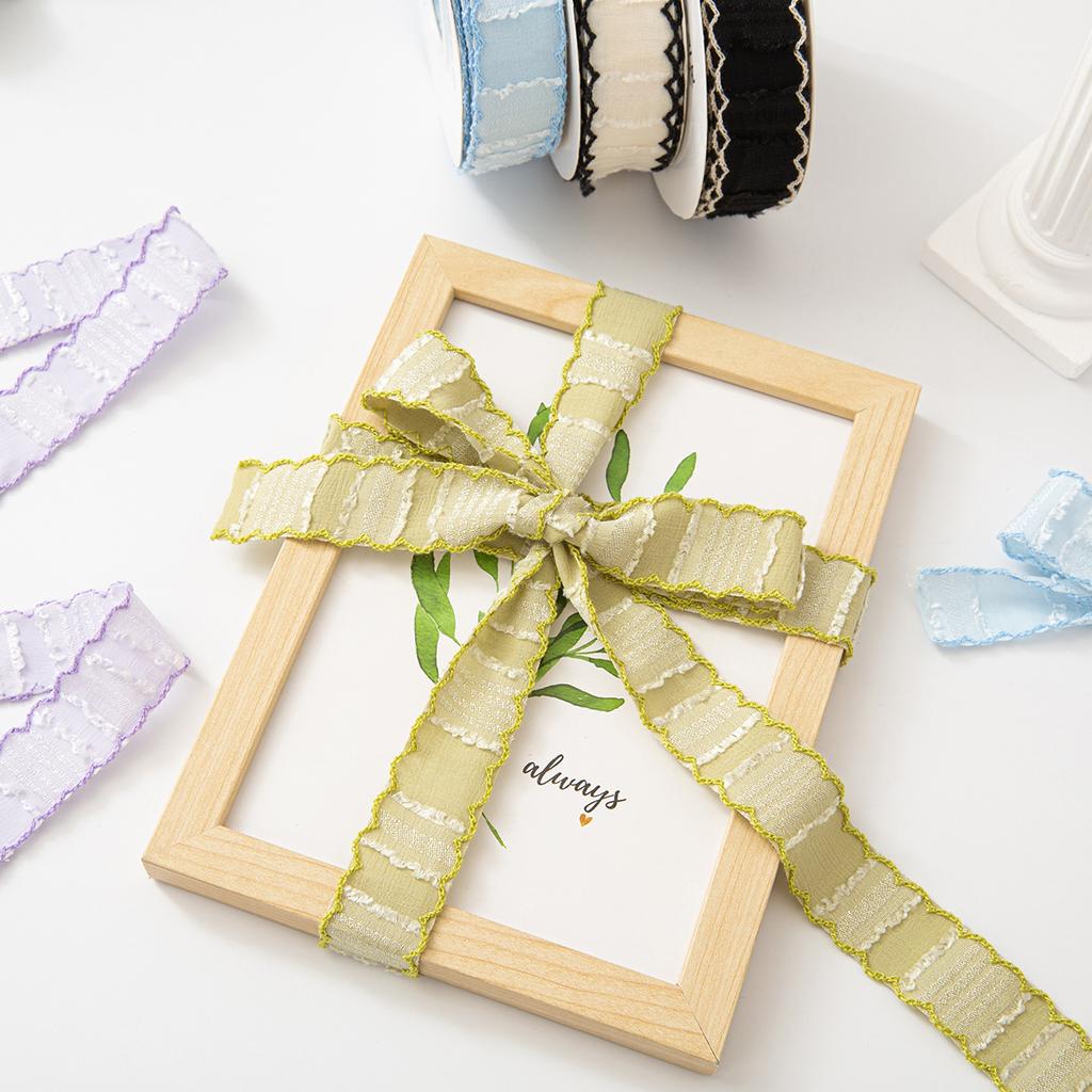 Polyester-cotton Trimmed Fabric Ribbon Wavy Pattern Handmade Butterfly Bow Hair Clip for Wedding Clothing Shoes Hats