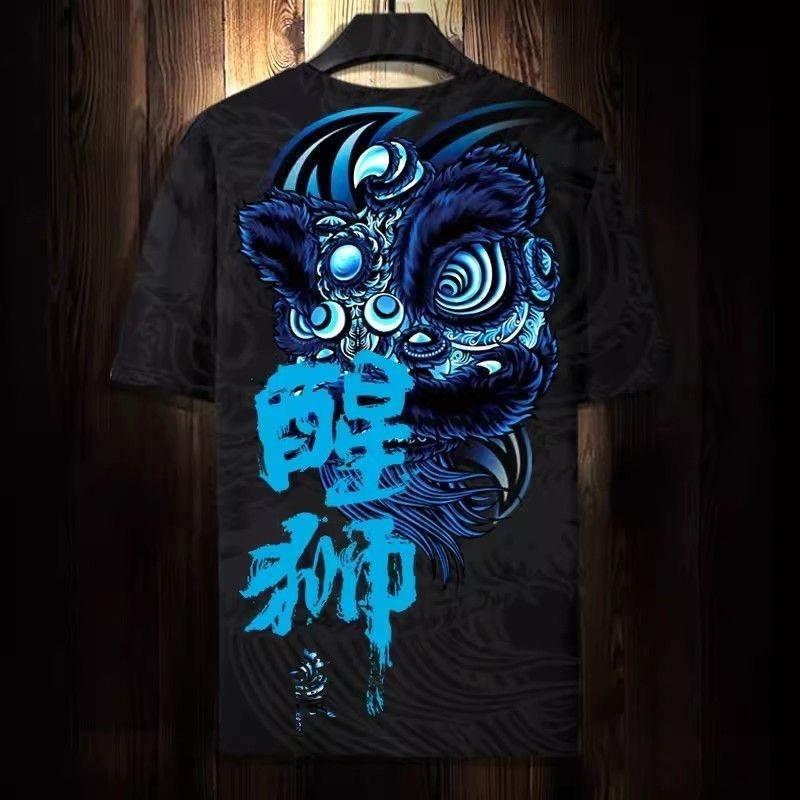 New Year Pattern T-Shirt Men Women Chinese Lion Dance 3D Printed Tees Casual Street O-Neck Tops Short Sleeve Loose T-Shirts