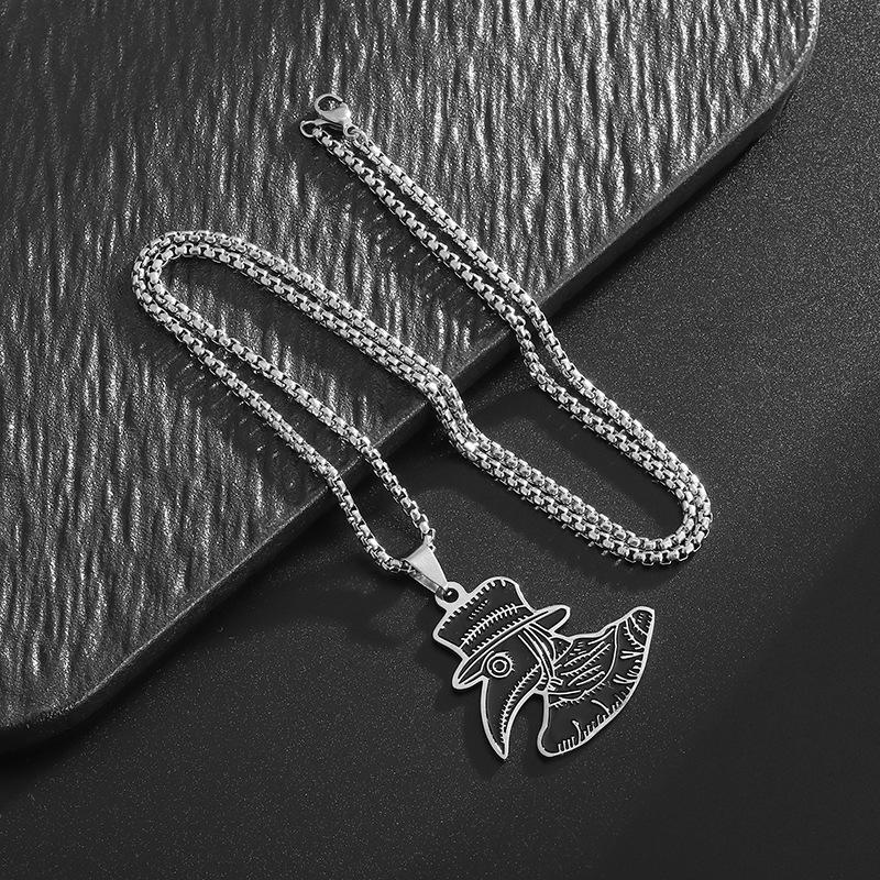European and American Gothic Plague Doctor Autumn and Winter Sweatshirt Stainless Steel Necklace Personalized Hip Hop