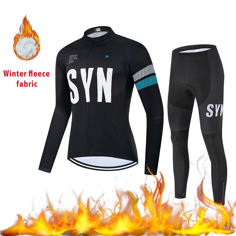 2025 Autumn and Winter Windproof Fleece Jacket Cycling Jersey Cycling Bib Men's Warm Top Road Bike Cycling Suit Long Set