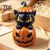 Decorative Desktop Sculptures Halloween Black Cat & Pumpkin Resin Ornaments, Cute Figurines, Artistic Craft Collectibles Cartoon And Statue