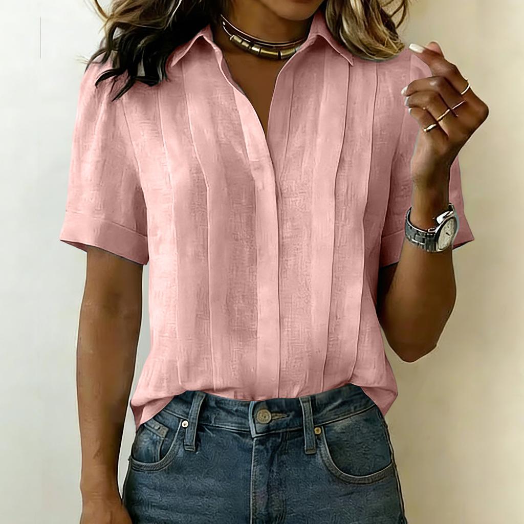Short Sleeve Button Down Shirt for Women Casual Collared Blouse Relaxed Fit Lightweight Summer Top for Daily Wear