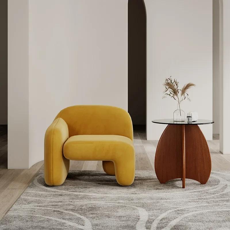 Single Light Luxury Sofa - Modern Art Design, Perfect for Living Room, Balcony & Leisure Areas, Creative Guest Chair Combination