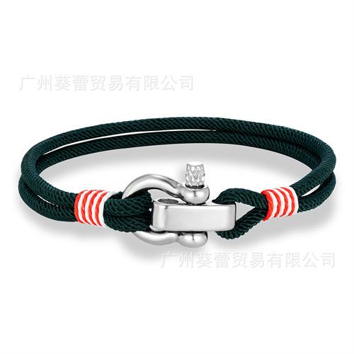 Stainless Steel Adjustable Mini Horseshoe Buckle Men'S Captain Rope Bracelet Couple Anchor