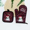 2pc/set Anti-Heat Christmas Microwave Glove Potholder Insulation Printing Christmas Oven Mitts Thickening Insulation Pad