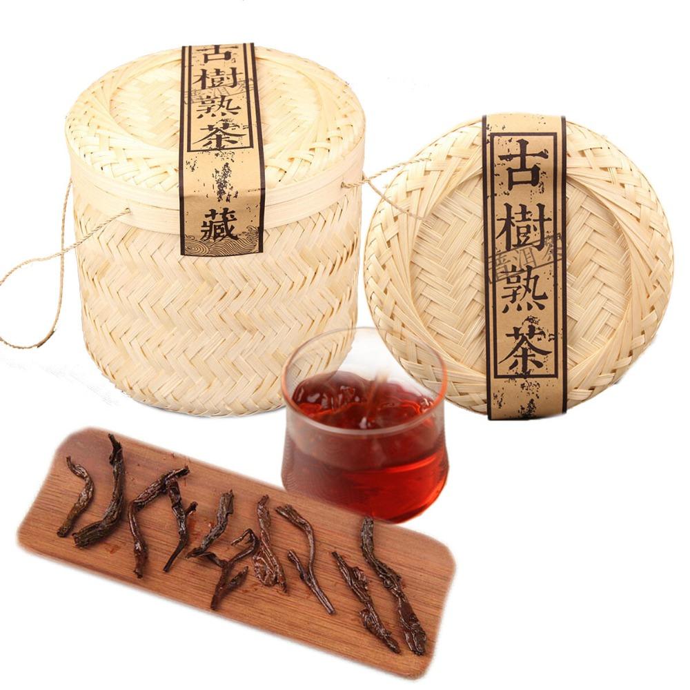 

Ripe Pu erh Tea 800g Loose Leaf Ancient Tree Fermented Puerh Bamboo Basket Spring Gift