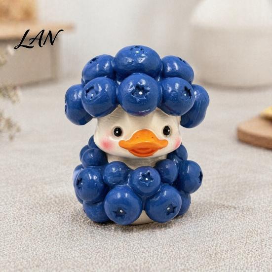 Handgefertigte Dreidimensionale Harz-Bastelarbeiten Blaubeeren-Enten-Ornament, Niedliche Cartoon-Figur, Miniatur Kreative Ästhetische Raumdekorations-Accessoires