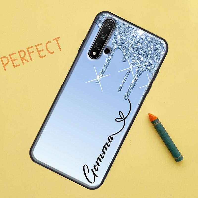 Personalised Glitter Name Case For Huawei Nova Y90 Y70 Y61 Y60 9 10 SE Nova 5T 11i 8i 7i 3i P20 P40 P30 Lite P60 Pro