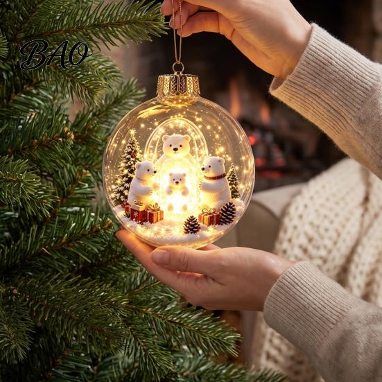 Personalisierte Weihnachtsgeschenkideen Beleuchtete Kugeln, 3D-Miniatur-Szene zum Aufhängen mit warmem LED-Licht, Einzigartige Souvenir-Geschenke, Klares Acryl