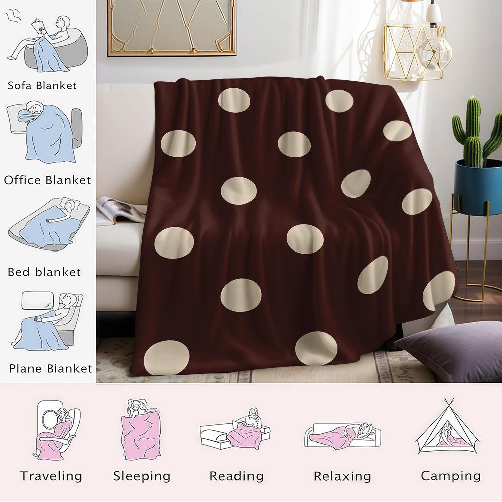 Braun mit beigen Punkten Flanelldecke Warm Weich Halloween Weihnachten Sofa Warm Gemütlich Dekoratives Dekor Geschenk für Alle Jahreszeiten