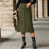 European and American Spring and Autumn New Women's Clothing Temperament Elegant Casual Versatile Corduroy Medium and Long Single-row Button Skirt