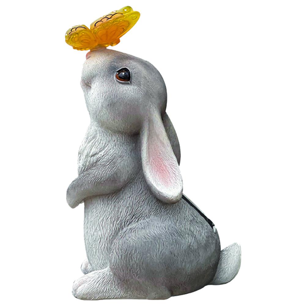 Solar Rabbit Light Solar Bunny Decorative Light Waterproof Rabbits Sculptures Light Resin Cartoon for Patio Lawn Courtyard
