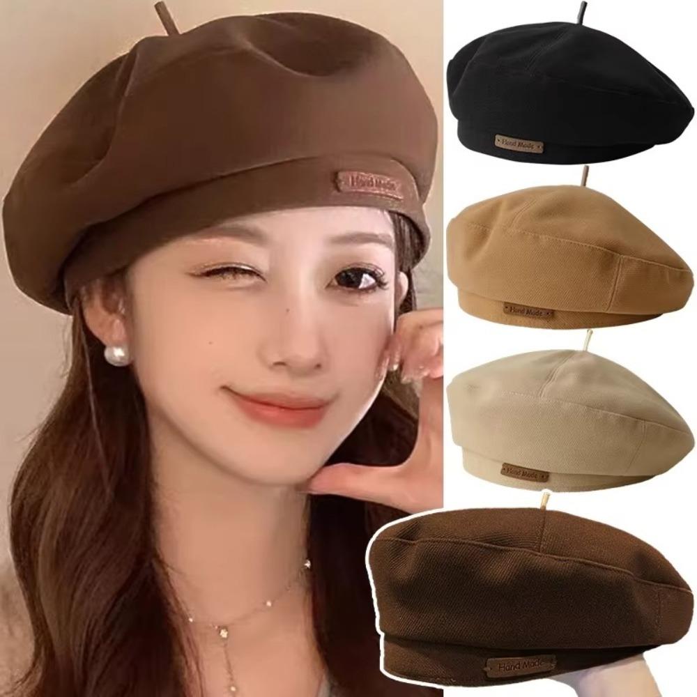 Solid Color Painter Hat Retro Woolen Hats High Quality Female Winter Cap
