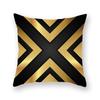 Decorative Throw Pillows Case Polyester Black Gold Geoetric Wave Cushion Cover For Sofa Home Car Bedroom 45X45Cm