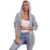 Long Sleeve Hooded Knit Cardigan Sweater Women Vintage Loose Button Front