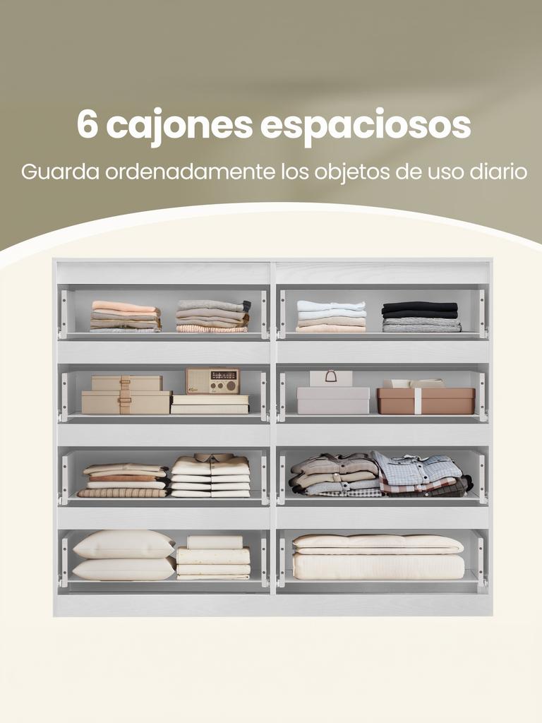 Vasagle Chest of Drawers, Sideboard with 8 Drawers, Bedroom Wardrobe, 40 X 119.4 X 97.5 Cm, Modern, White
