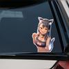 Anime Girl Car Sticker Personality Shy Woman Cartoon PVC Decal Skateboard Campervan Car Shape
