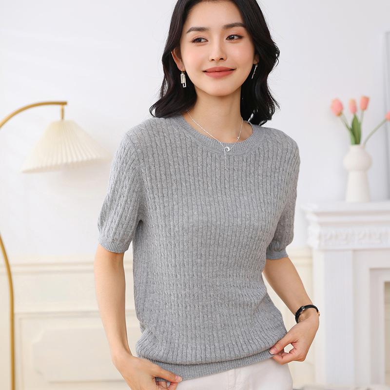 

Хлопковая нить С круглым вырезом Косичка С коротким рукавом Летний Камвольный Пробковый Темперамент Универсальный Хлопковая Женская Футболка Топ XXL серый