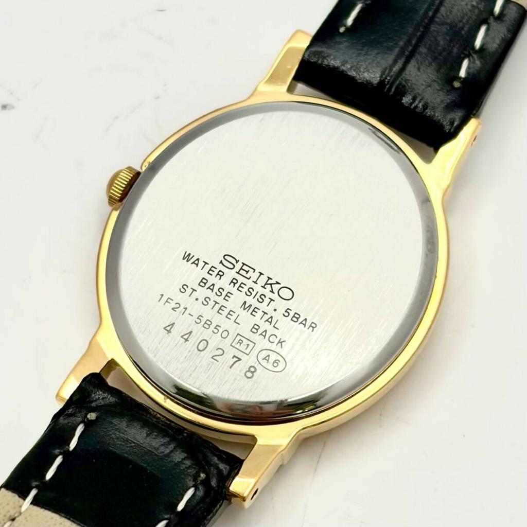SEIKO Spirit Ladies Watch Gold Oval 440278 New Strap [Excellent Condition/ New Battery] 1F21-5B50