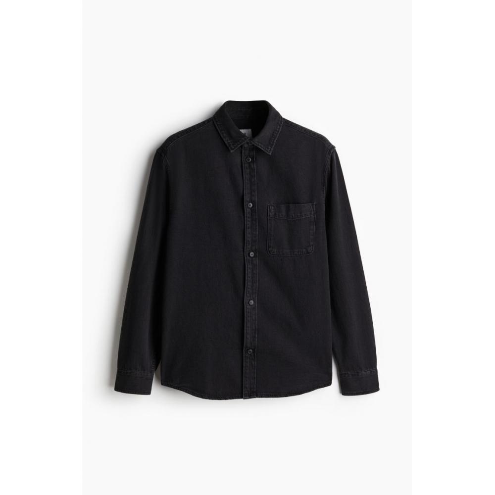 H M Regular Fit deniM sHirt Black