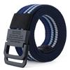 Men's Fashion Canvas Belt with Double Ring Buckle for Teens and Students - Leather-Accented and Adjustable Trousers Belt.