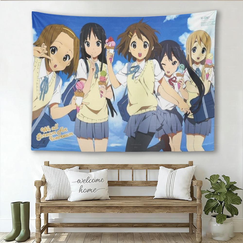 KON Anime Tapestry Yui Mio Ritsu Tsumugi Azusa Wall Hanging Aesthetic Bedroom Dorm Manga Fan Decor