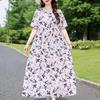 Elegantes Sommerkleid für Damen, Vintage-Kleidung, Übergröße, lässig, kurzärmelig, lange Kleider