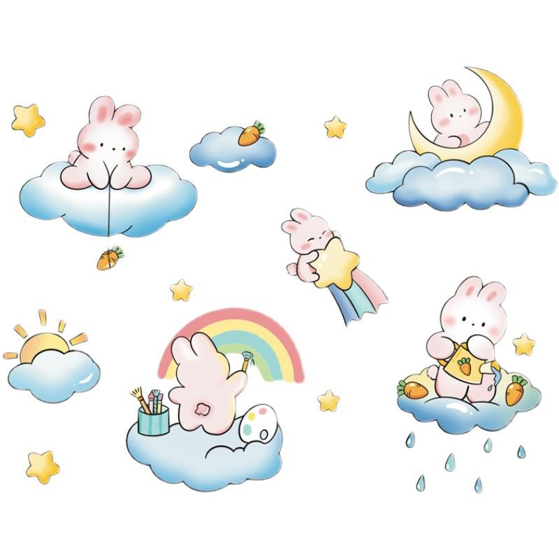 Cute rabbit wall stickers princess room layout ins cartoon stickers children's room wall decoration XY6028
