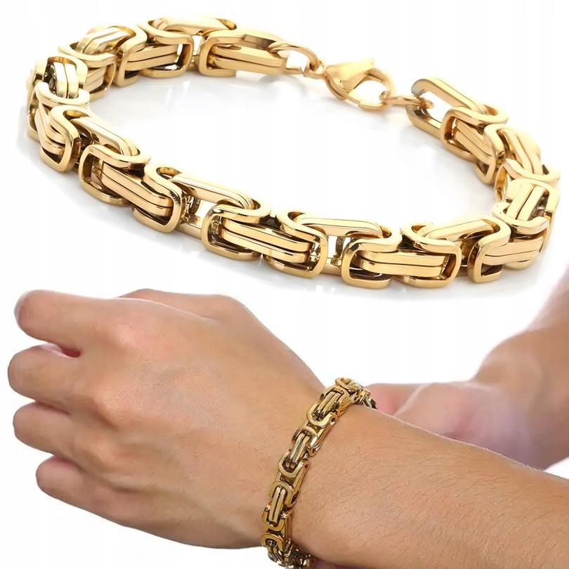 THICK GOLD BRACELET Men' Bracelet ROYAL Byzantine + FREE