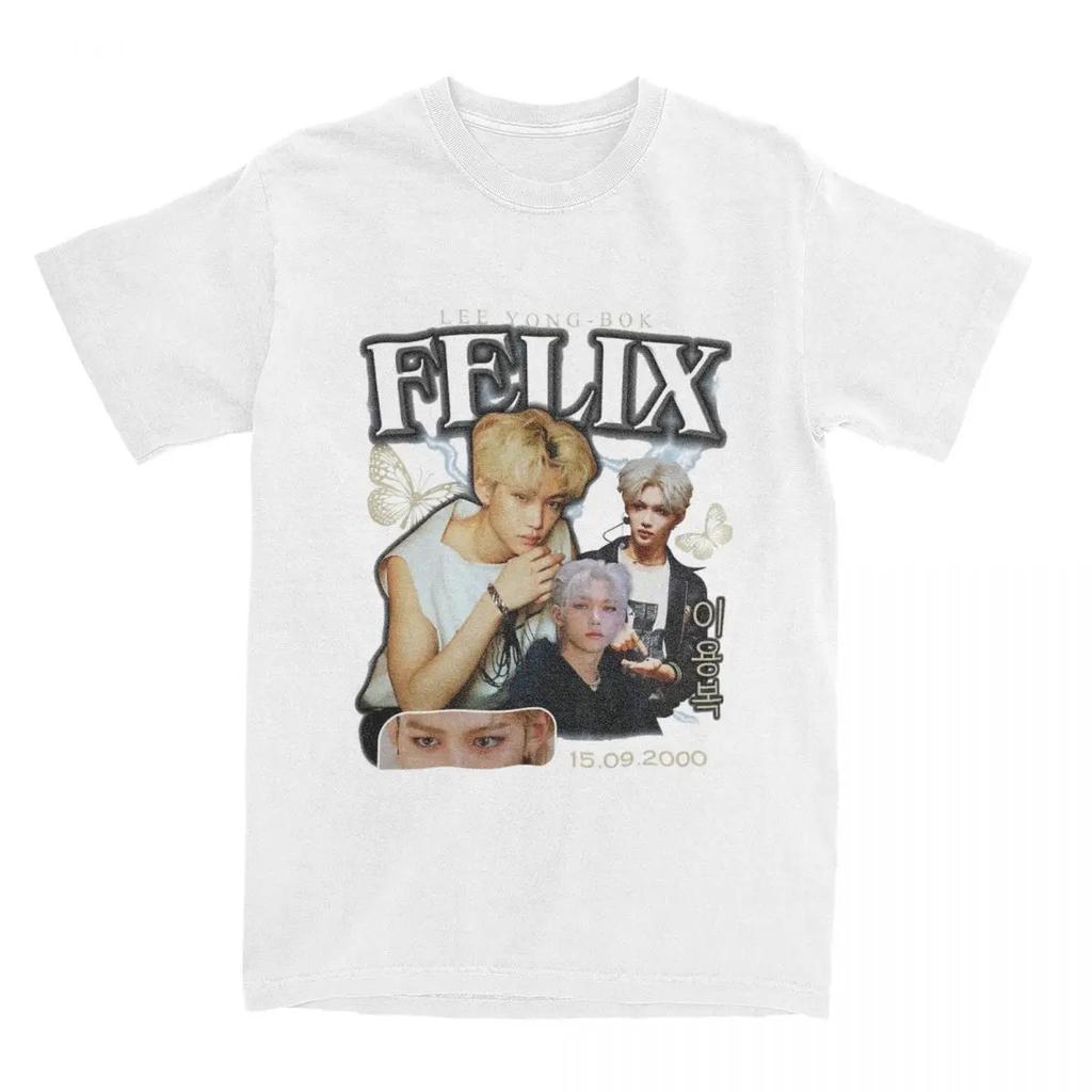 FELIX Korean Kpop Singer T Shirts Idol Clothing Summer Vintage Short Sleeve Women T-Shirt O Neck Fans Harajuku Tshirt
