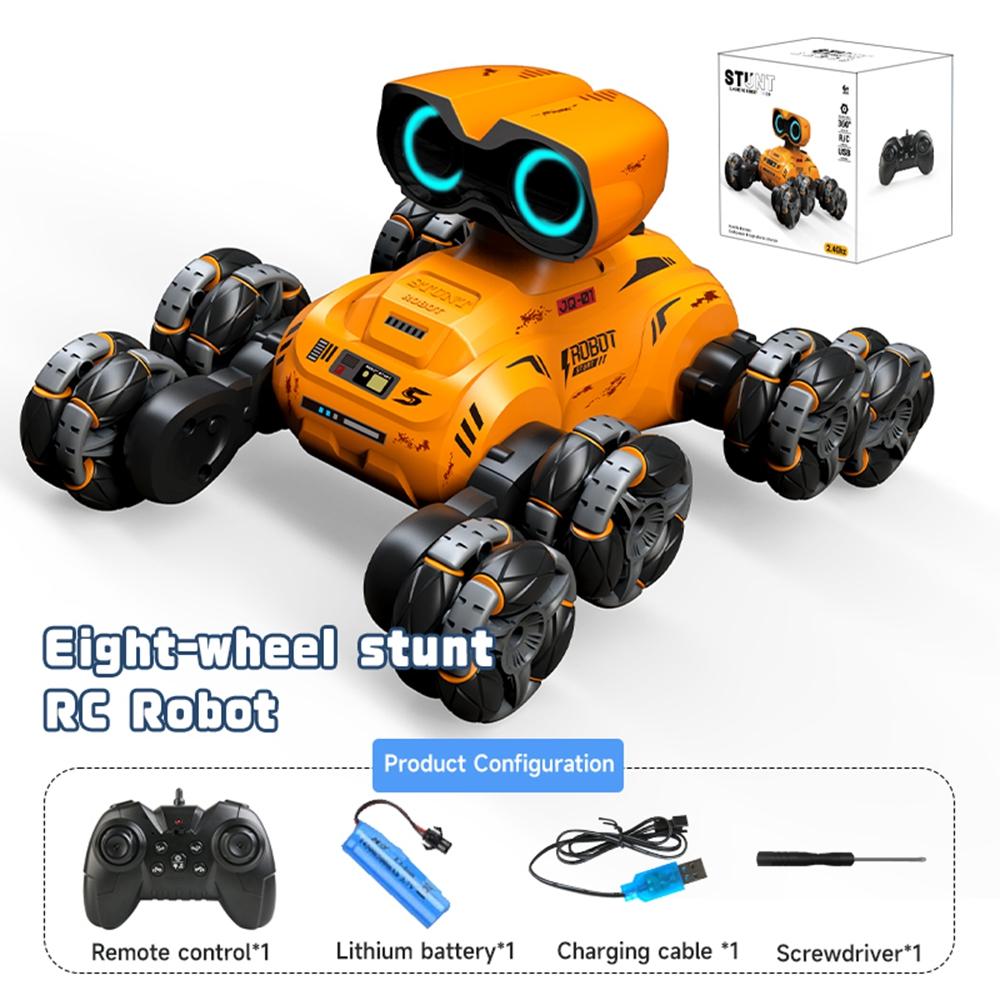 

YT6639 8 Wheels Stunt Robot Remote Control Car with LED Light and Music Kids Toy Blue
