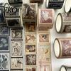 Scrapbooking Washi Tape Vintage Stamp Roll, Aesthetic Decorative Masking Tape, Retro Adhesive for DIY Art Crafts, Journaling