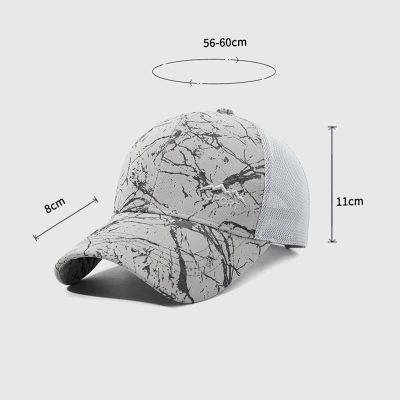 Summer Men's Sun Hat Outdoor Sports Net Baseball Cap Print Fishing Breathable Cap