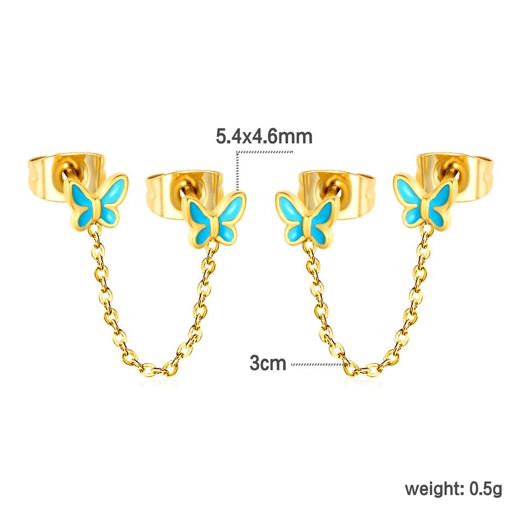 Personalized Long Heart Drip Oil Screw Ear Bone Studs Double Ear Piercing Earrings for Women