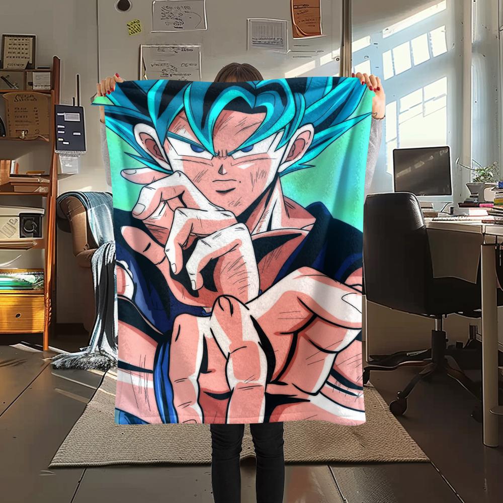 Goku Dragon Ball pattern Flannel Blanket, High quality Comfortable for All Seasons, Home Decor, Warmth and Comfort, Perfect for Gifts.