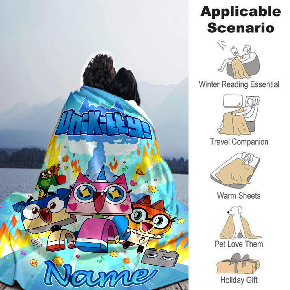 Customiz Name Personality UniKitty Blanket Soft &Warm Sofa Office Bed Travel Lunch Break Blanket, Gift Suitable All Seasons