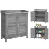 Garden Cabinet with Potting Table, Wooden Tool Shed with Galvanized Worktop, 2 Shelves, Grey