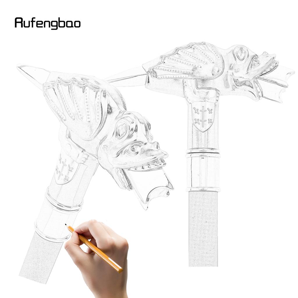 Golden White Lizard Chameleon Tongue Cane Fashion Decorative Walking Stick Gentleman Elegant Cosplay Cane Knob Crosier 93cm