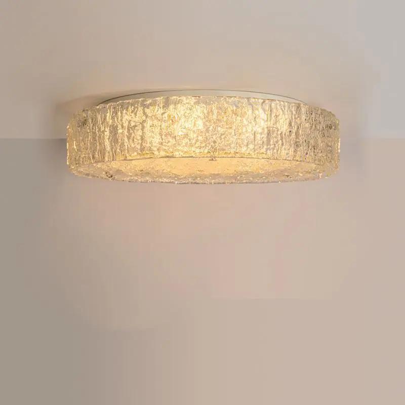 French antique ice crack ceiling light American pastoral style bedroom lighting fixtures