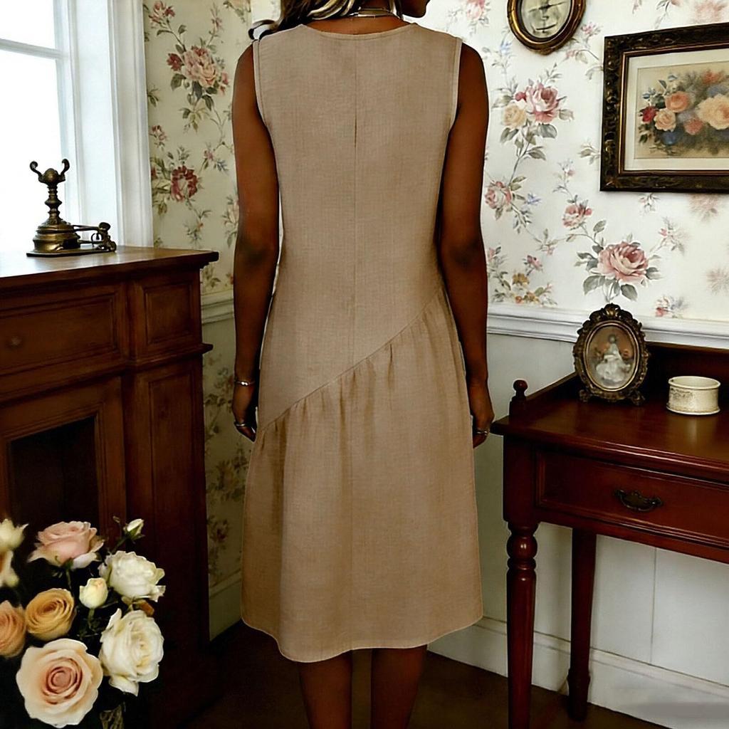 Women's Color Casual Fashion Sleeveless Round Neck Dress