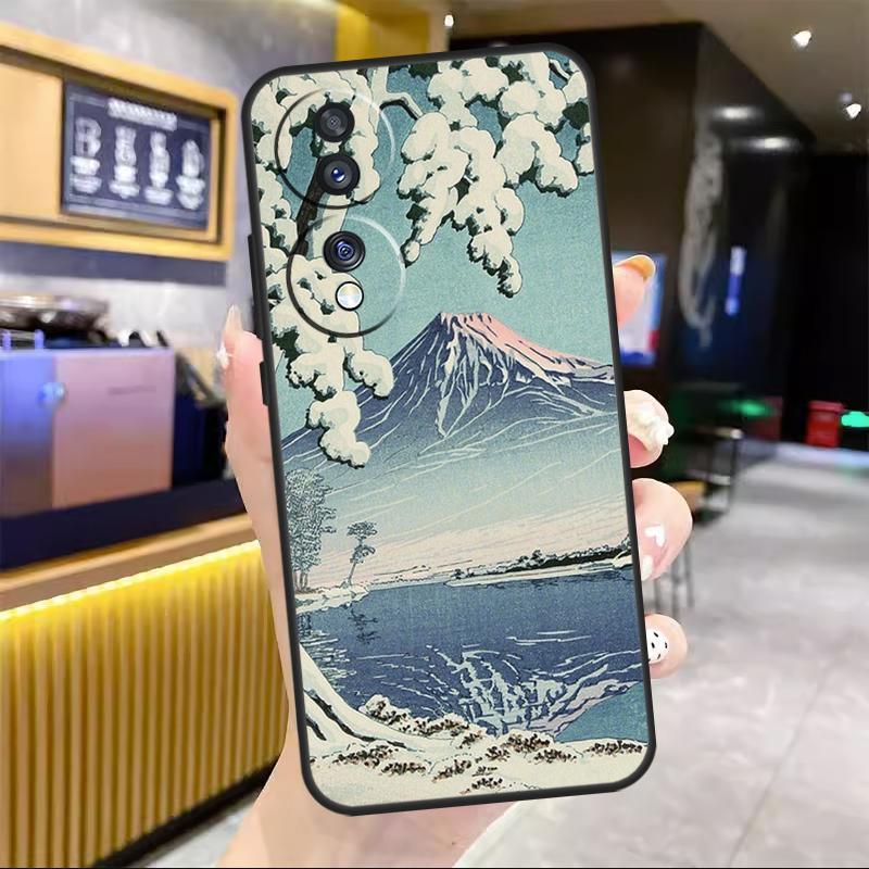 Japanese Snow Cherry Blossom Art Case For Honor X7a X8a X9a X6a X8 X9 X6 X7 10 50 90 70 Lite 8X 9X Magic 4 Lite 5 Pro Cover