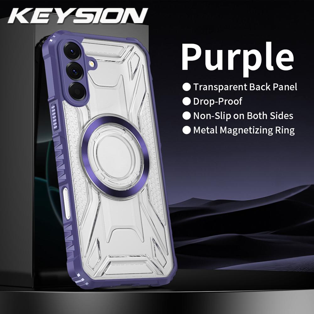 KEYSION Transparent Magnetic Case for Samsung A56 5G A36 A26 Soft Silicone+PC Shockproof Phone Back Cover for for Galaxy A16 5G