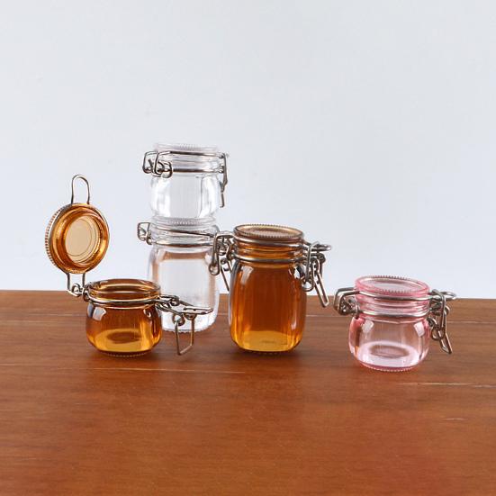 2 Pcs Miniature Storage Jars Doll House Mini Transparent Jar with Lid