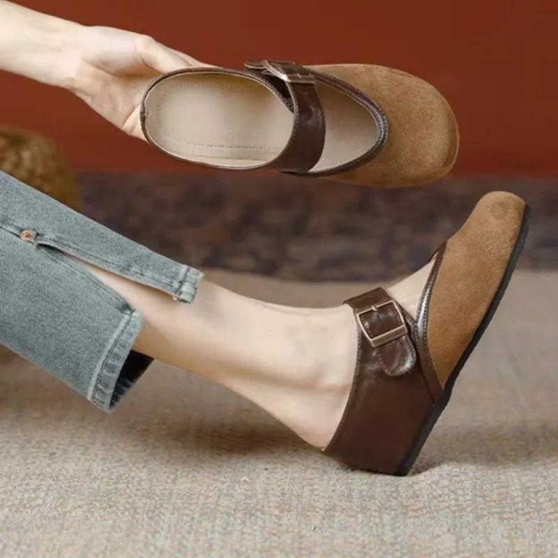 

2025 Літні жіночі тапочки з різними кольорами та закритим носком, круглий носок, збільшена внутрішня пряжка, тапочки для зручних сандалій на відкритому повітрі 40 коричневий