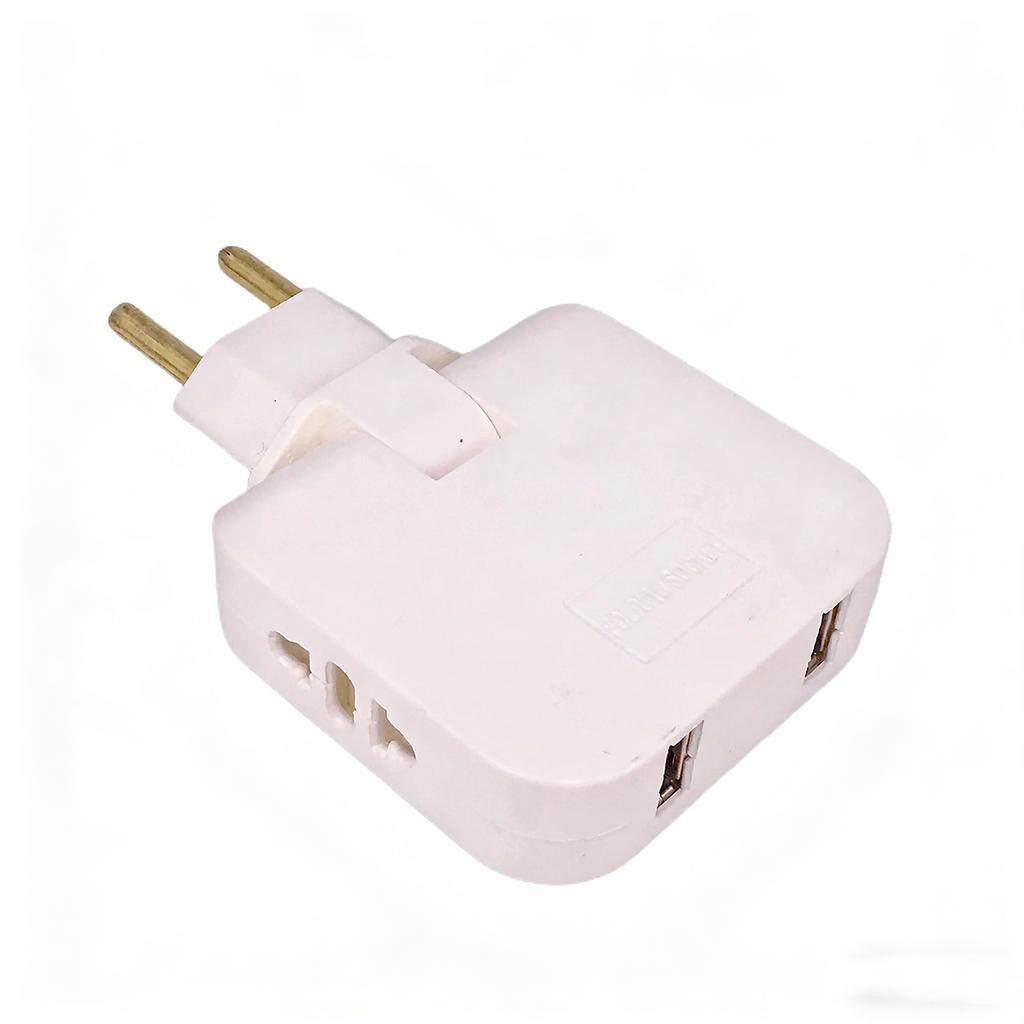 European Standard Rotating Plug Adapter – 180° Rotatable Multi-Outlet Extension Socket Cordless, Lightweight & Portable