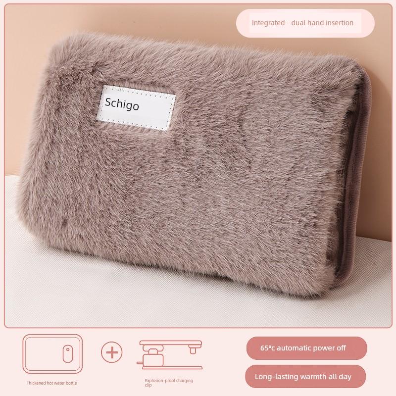 Rechargeable Explosion-Proof Hot Water Bottle, Electric Heating Pad for Bed, Cute Plush Hand Warmer for Women, Warming Gadget