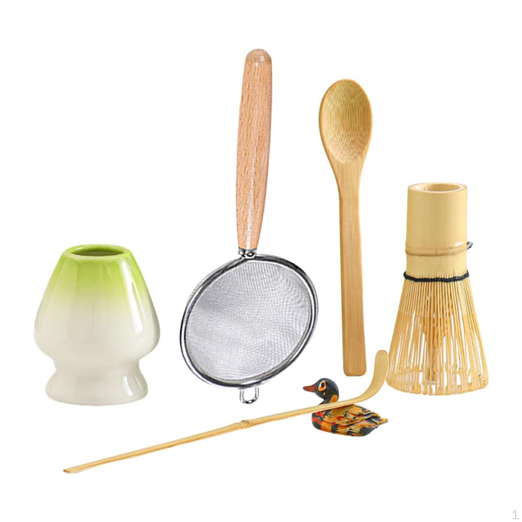 Ceremonial Matcha Tea Set Ceremony Accessories Stainless Sifter, Traditional Whisk and