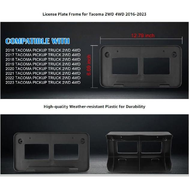 Front Bumper License Plate Mounting Bracket Frame Holde Compatible with Toyota Tacoma 2016-2022, Replacement for TO1068134 | 615343567662, 7510104010